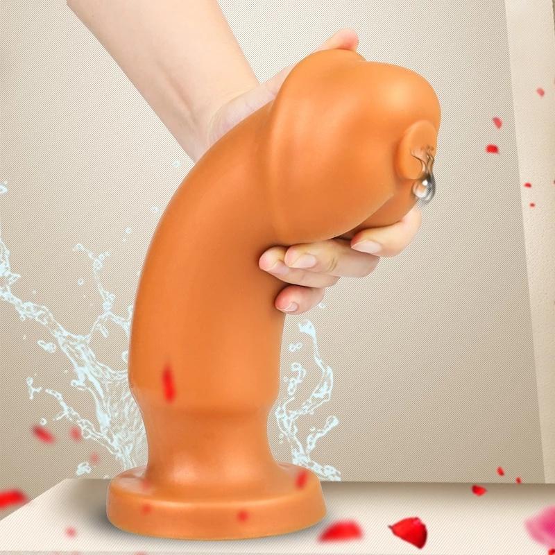 18+ Dospělí Tekutý silikon Zvířecí penis Obrovský anální kolík Vaginální anus Expander s přísavkou Velký tlustý anální dildo Sex Shop