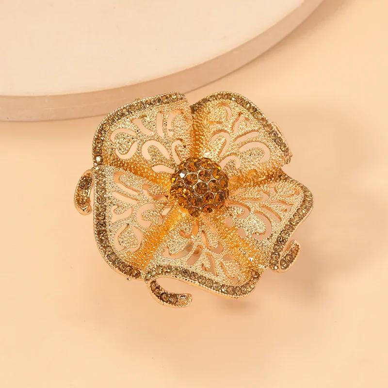 Luxus Große Blume Zirkon Ringe Frauen Indischen Schmuck Klassische Hohl Gold Farbe Einstellbare Ring Weibliche Geschenke Dropshipping