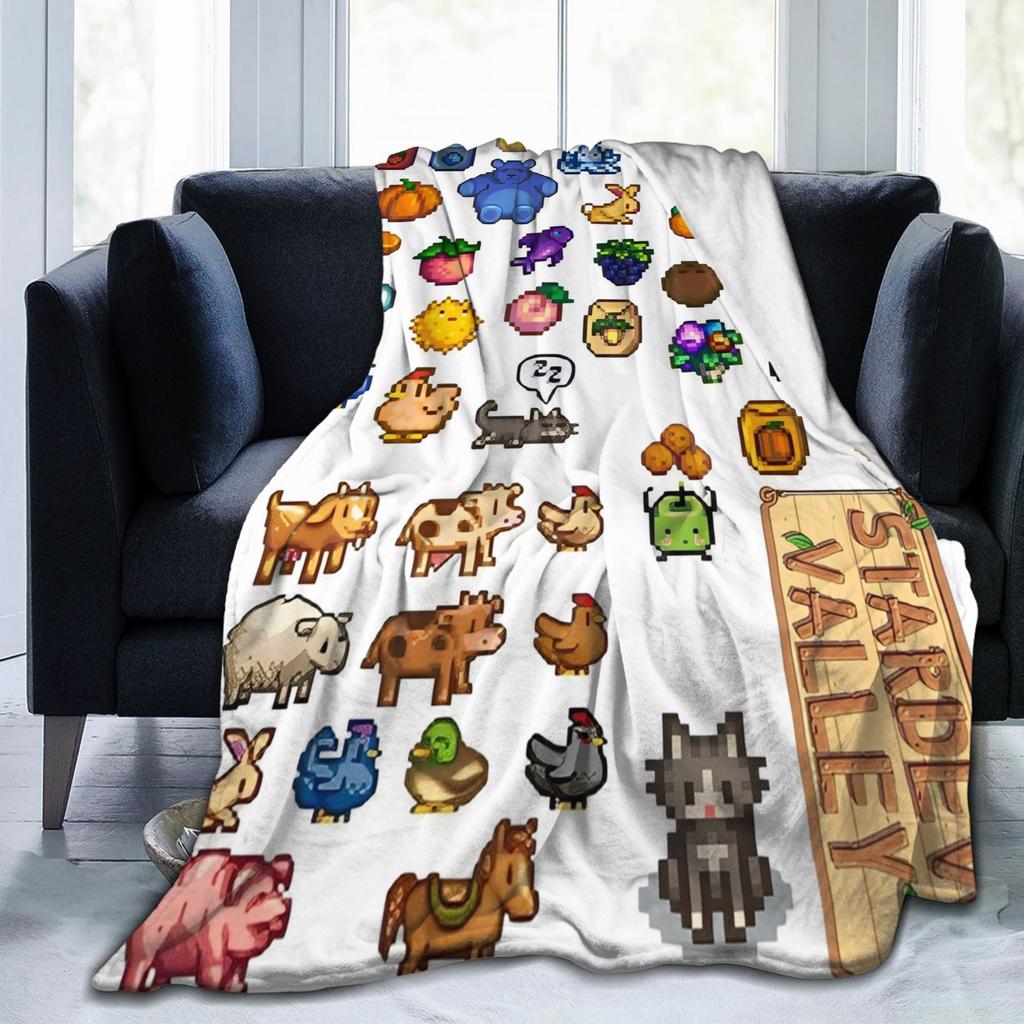 Creature In Stardew Valley Flannel Throw Fashion Blankets Cute Jimino Animals for Bedding Throws Knitted Fashion Blanket Car Warm Breathable