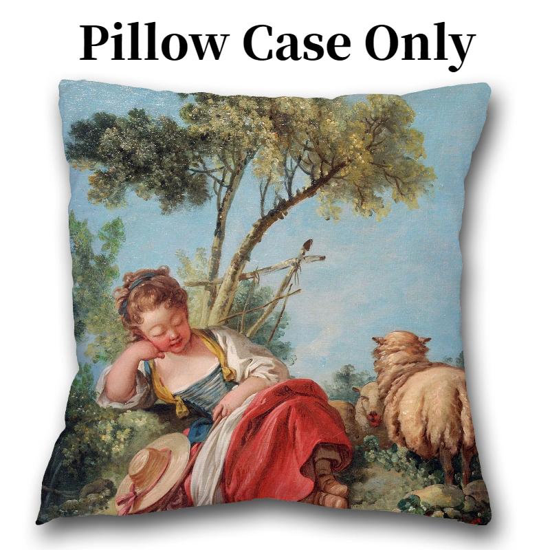 Oil Throw Painting Pillow Case Linen Suede Soft Cushion Cover Decoration Room