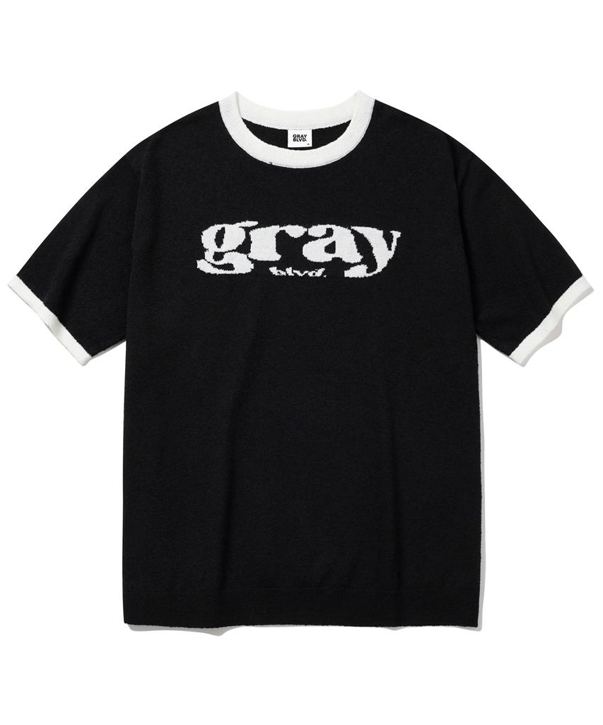 GRAYBLVD Aras Ringer Knit Short Sleeve Gkbst33 (Black)
