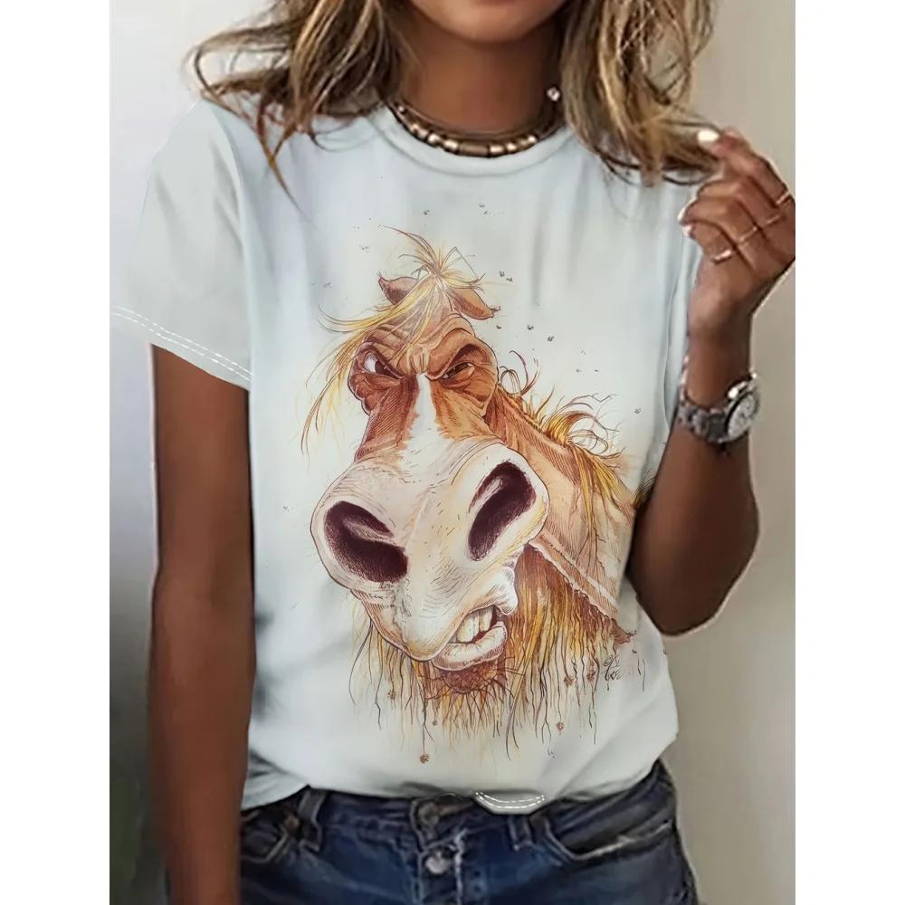 Summer Cute Animal 3D Printed Women's Shirt Short Sleeve Casual Harajuku Fashion T-Shirt Top