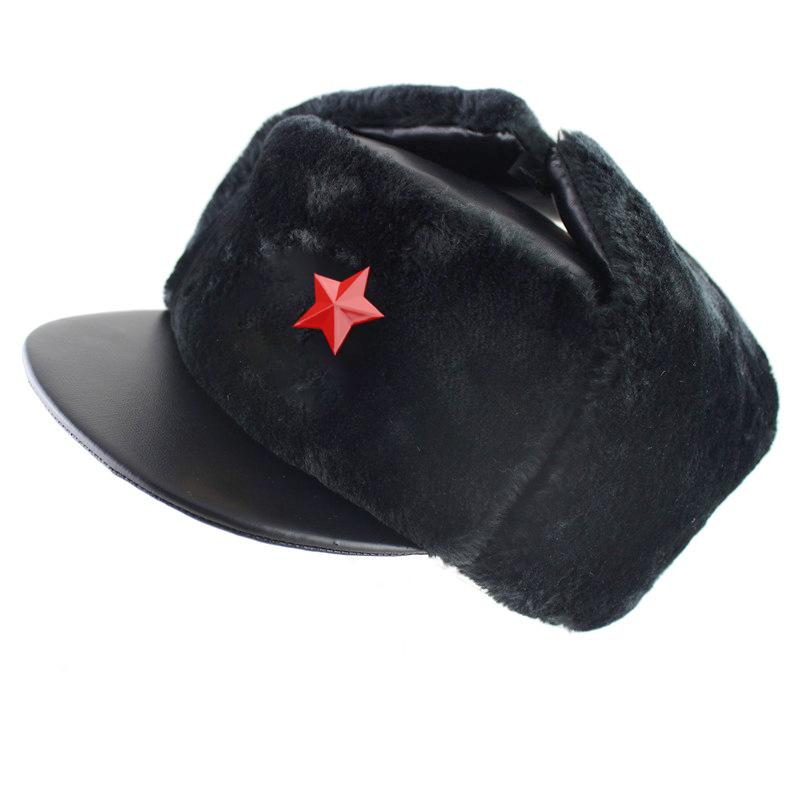 PU leather northeast hat waterproof men's and women's ski caps thickened ear protectors Russian thermal caps