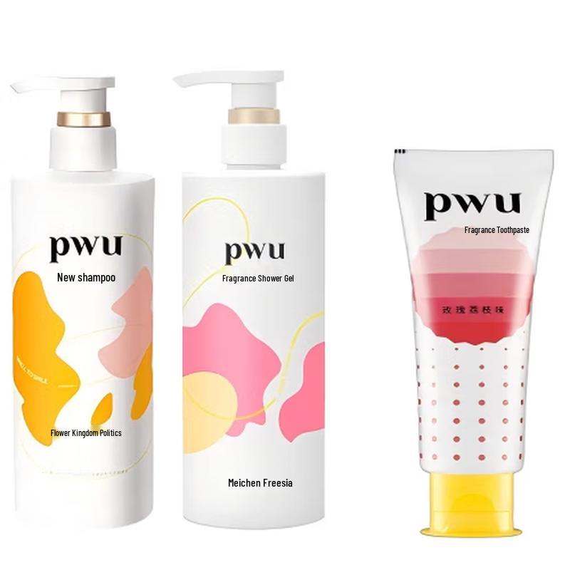 Pwoo Floral Rose Shampoo, Freesia Body Wash & Rose Lychee Toothpaste Set