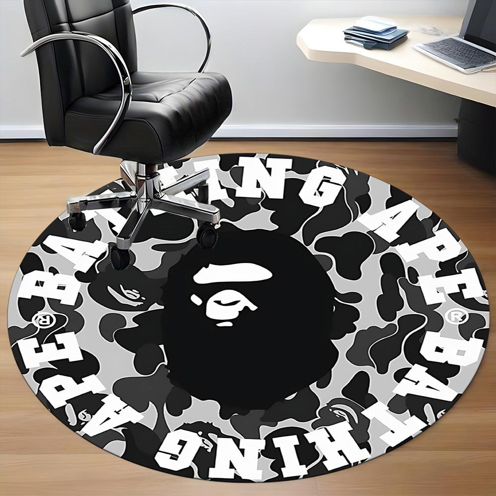1 τεμ. Bape Camo Στρογγυλό Χαλί Γραφείου Ζώνης, Εσωτερικό Πατάκι Κατάλληλο Για Γραφείο, Κάτω Από Καρέκλες Γραφείου Υπνοδωμάτιο Σαλόνι Διακόσμηση Σπιτιού, Διακόσμηση Δωματίου