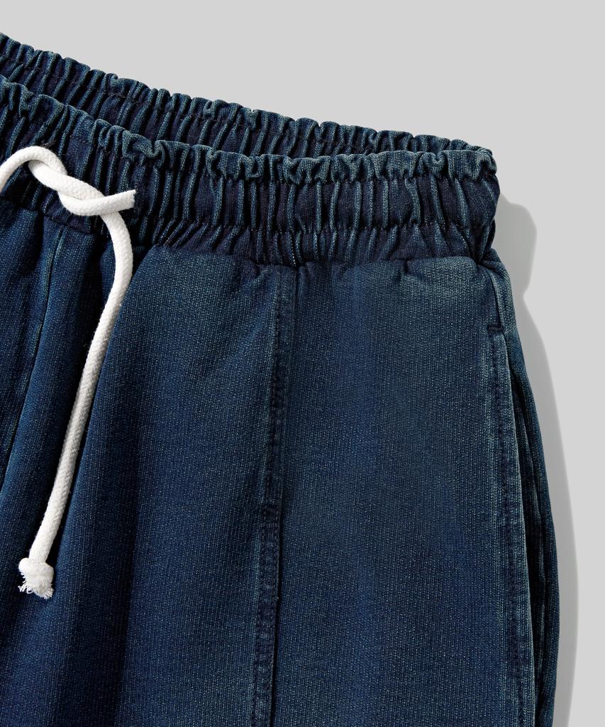 Beodeonteu Front Line Washed Wide Sweatpants [Indigo]