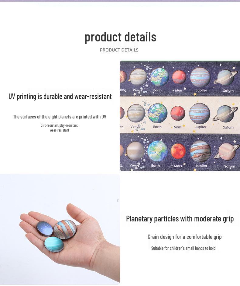 Cross-border Wooden Solar System Puzzle: Educational Planet Earth Matching Board Game for Children