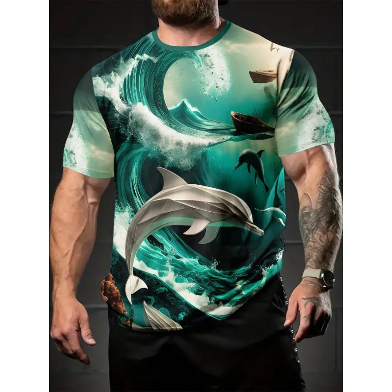 

Fashion Funny Animal Graphic Man T Shirt Cats 3D Print Oversize Short Sleeve T-Shirt O-Neck Casual Men S