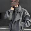 Mens Wool Blend Jacket Short Fit Fall Winter Clean Style Loose Casual Outerwear
