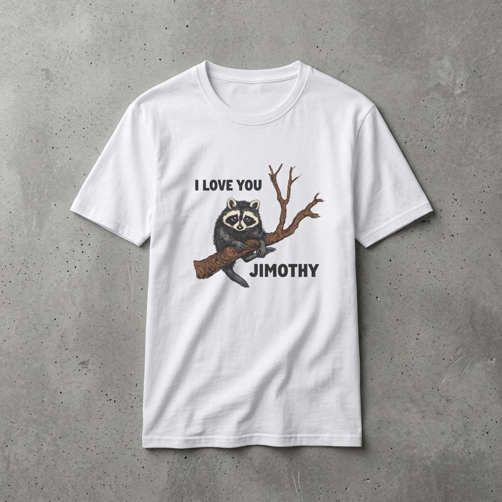 I Love You Jimothy Cotton T-Shirt and kids shirt | Viral Raccoon Meme Tee | Funny Animal Graphic Shirt and kids shirt