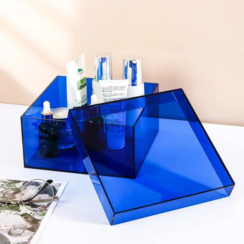 

Acrylic Box with Lids Colorful Acrylic Display Boxes Organizer Bins for Cosmetics Food Collectibles Jewelry Figures Gift Box