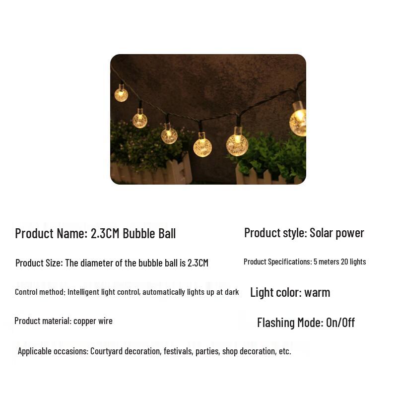 Enpufike LED Solar Bubble Ball String Lights