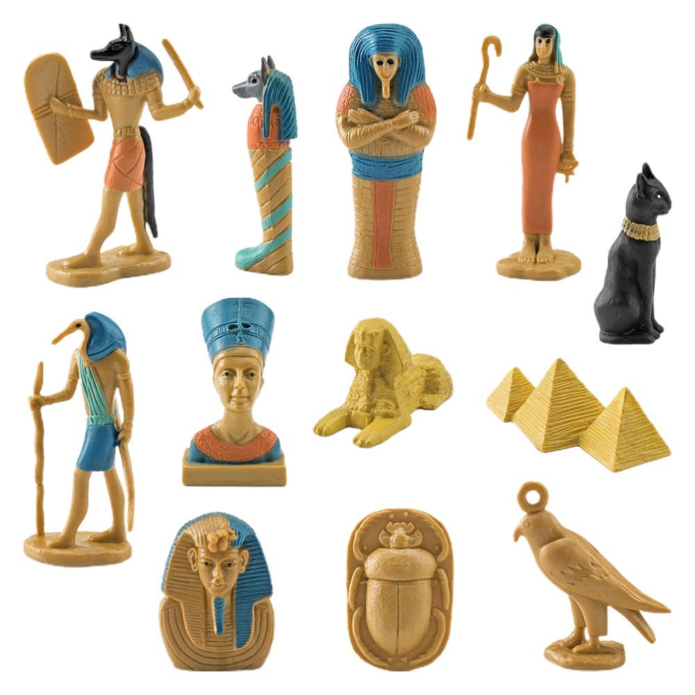 PVC Material Ancient Egypt Statues 12 Pieces Set Miniature Figurines Set Home Decoration