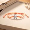 Simple Adjustable String Bracelet 2PCS Hand-woven Braided Bracelets with Metal Ribbon Pendant, Cord Awareness Friendship Wristbands, Daily Wear