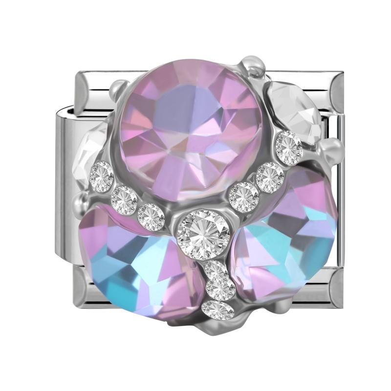 Fashion Cherry Flower Heart Star Dreamy Shiny Zircon Y2K Italian Charm Links Fit 9mm Bracelet Stainless Steel DIY Making Jewelry