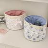 Cute Love Heart Storage Box Quilting Cotton Bow Desktop Storage Basket Large-Capacity Round Storage Frame Home Decoration