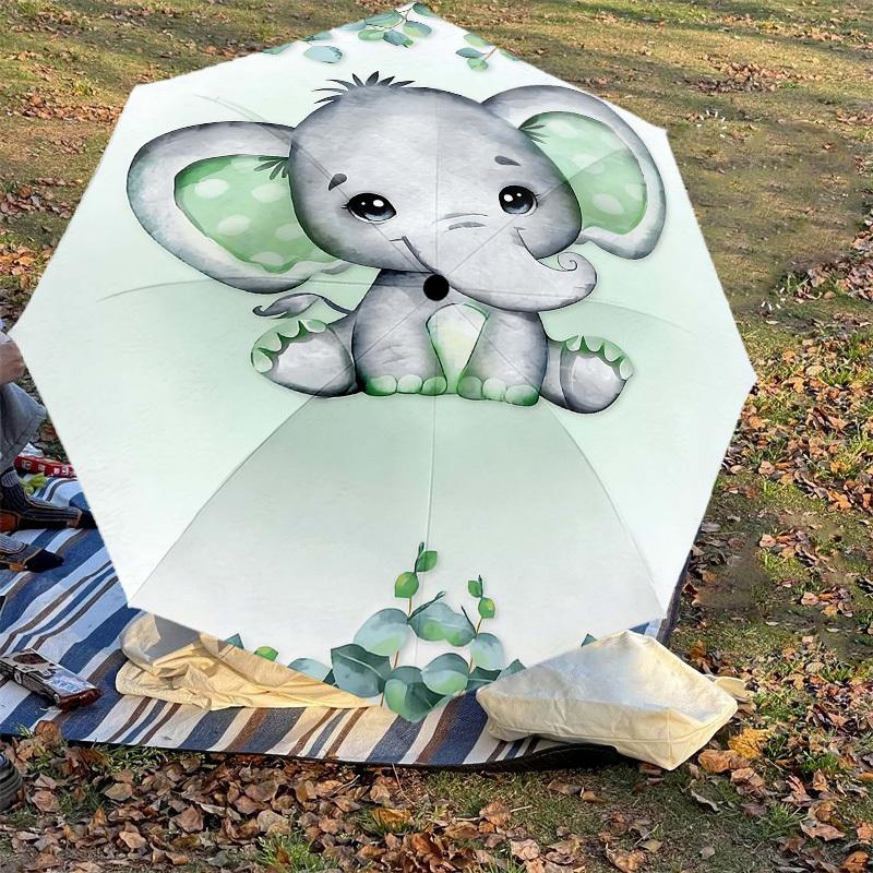 1PC Elephant Umbrella-8-Rib Reinforced, Automatic Open, Lightweight & Durable, Fashion Accessory for Outdoor, H0320
