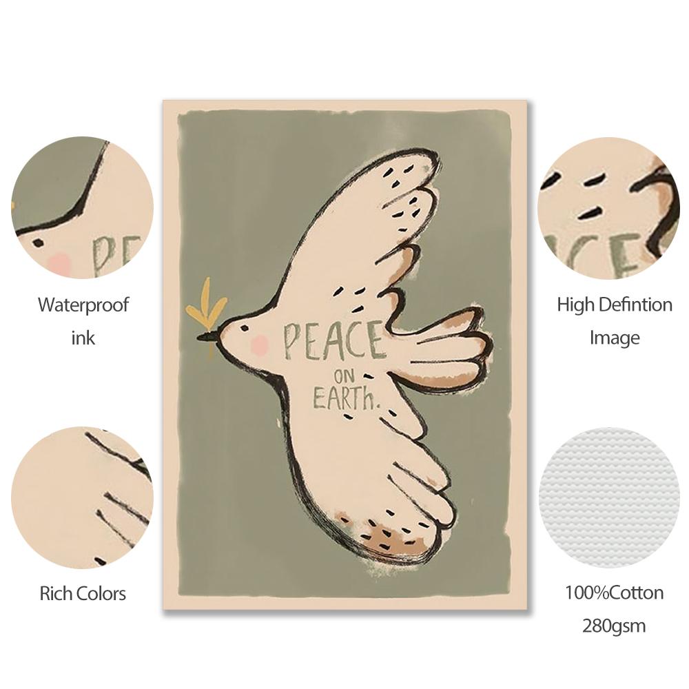 Funny Animal Rabbit Dove Cartoon Wall Art Canvas Painting Nordic Retro Nursery Decorate Poster Print Picture Kid Room Home Decor