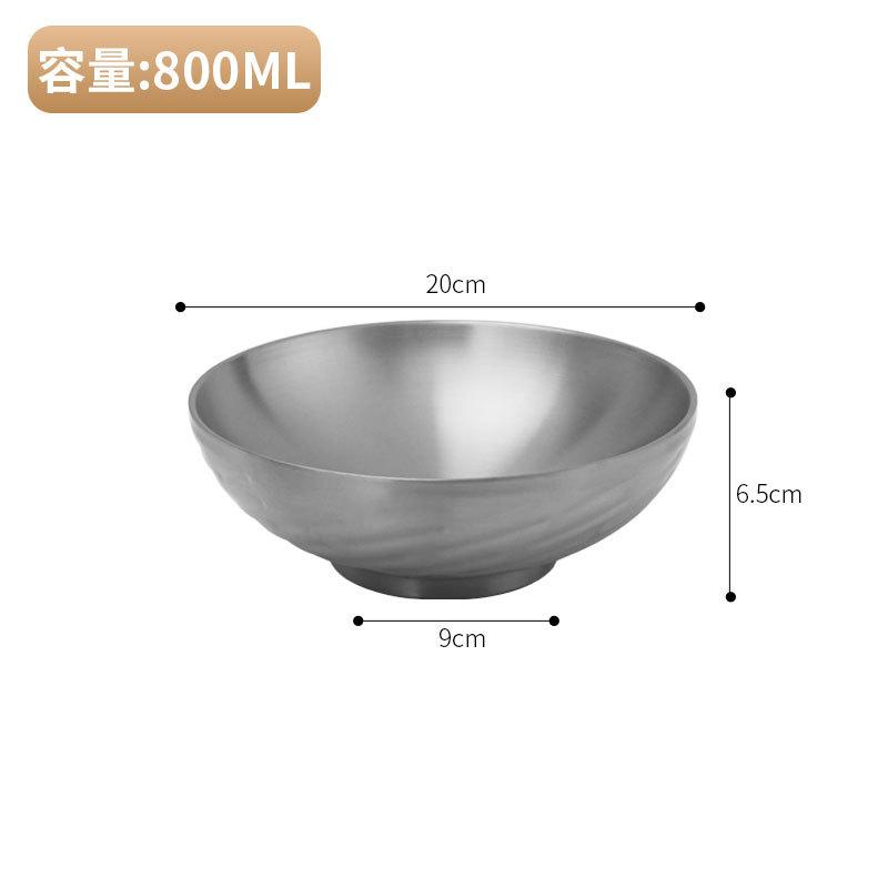 

20/24 см корейская миска из нержавеющей стали для холодной лапши, двухслойная, большая, для салата рамен, утолщенная тарелка для фруктов, кухонная утварь
