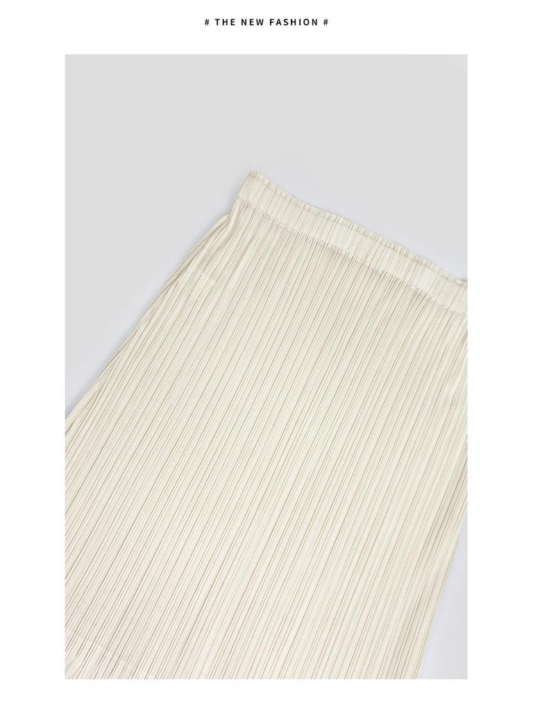 2025 Summer Pleated Tassel A-line Midi Skirt – High Waist Commute Design for Women