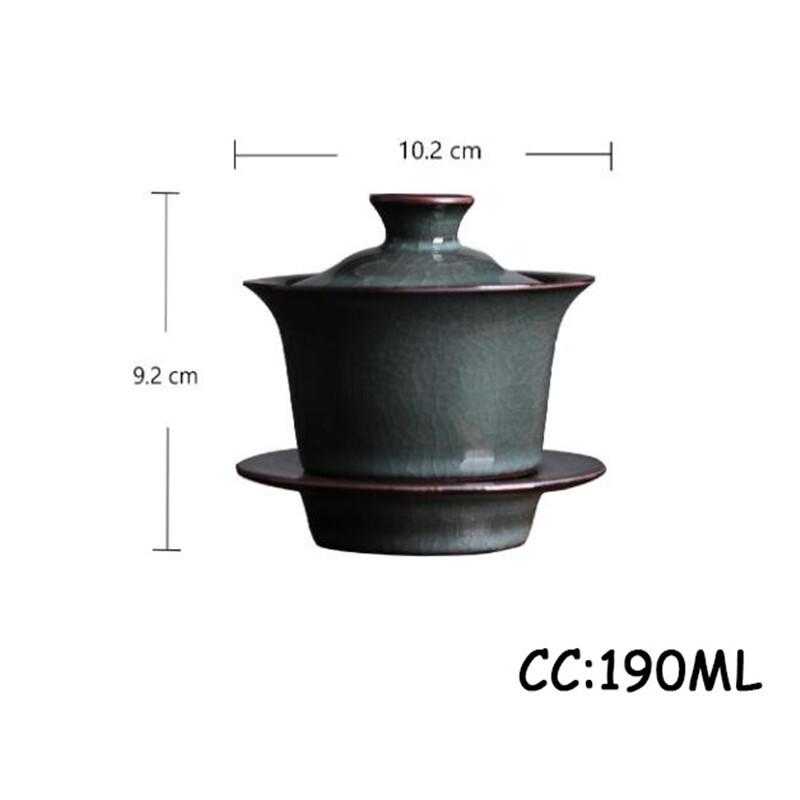 190ml Retro Ice Crack Ceramic Gaiwan Teacup Handmade Iron Pattern Tea Tureen Bowl Chinese Luxury Porcelain Teaware Drinkware