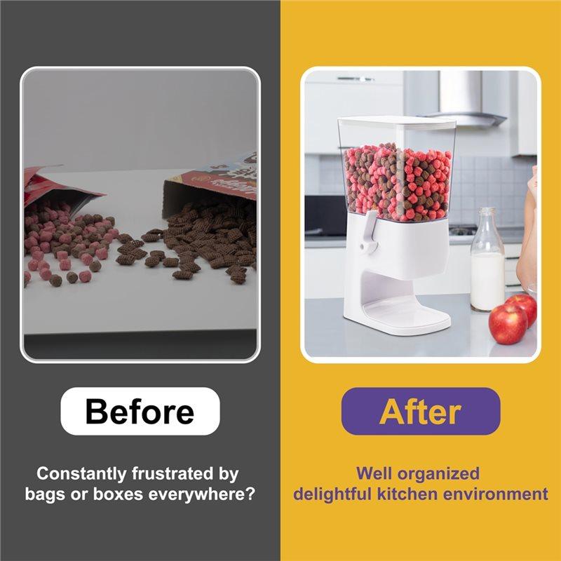 ABMH-Dry Food Dispenser 3.2L Countertop Cereal Dispenser Snack Organizer Container Storage With Lids For Pantry Kitchen