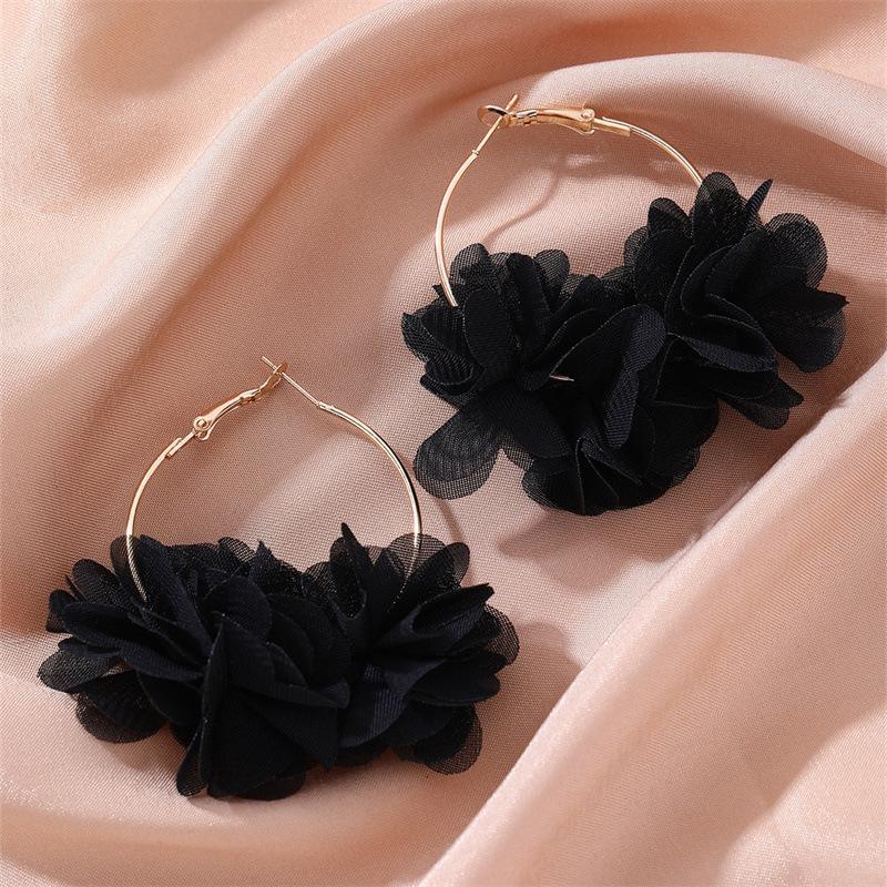 Fashion Flower Petal Hoop Earrings for Women Elegant Wedding Party Piercing Earring Zircon Brincos Y2K Accessories