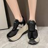 Fashion Women Platform Sneakers Shoes Spring Lightweight Platform Shoes Round Toe Chunky Shoes Lace Up Flat Skateboard Shoe for Female