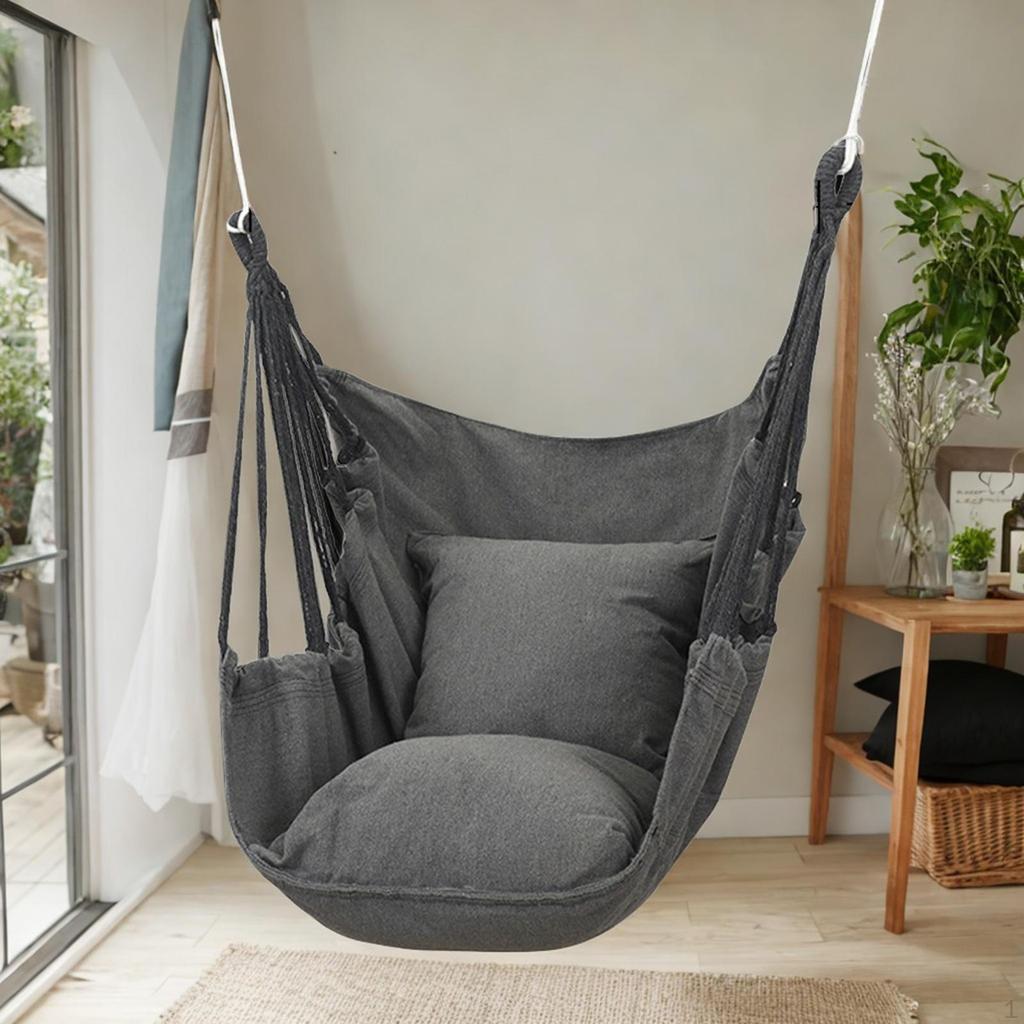 Hammock Chair Folding Camping for Outdoor Indoor Hanging Rope Max 250kg Bedroom