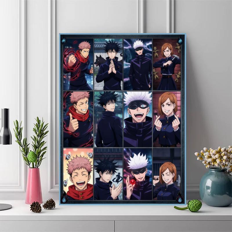 Jujutsu Kaisen Character Collage Set Pattern 3pcs 100% Round Full Drill 5D DIY Diamond Painting Embroidery Cross Stitch Rhinestone Décor