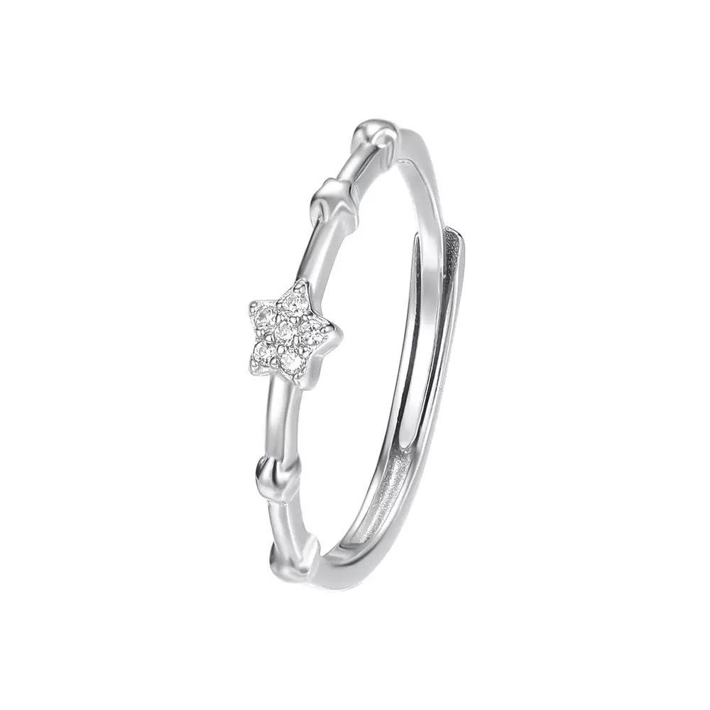 S999 Sterling Silver Korean Star Zircon Ring for Women - Stylish, Versatile, and Unique Niche Design