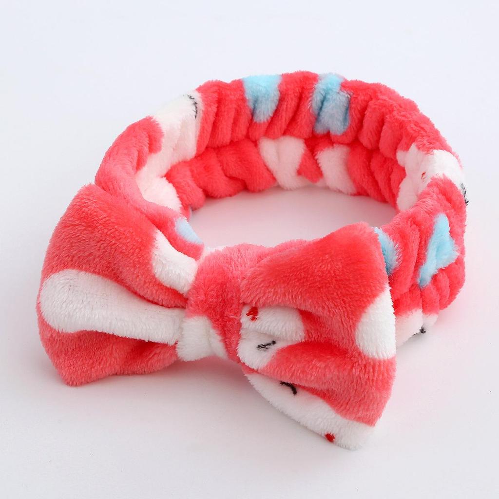 Leopard Print Coral Fleece Bow Headband for Women – Plush, Cute Hair Accessory