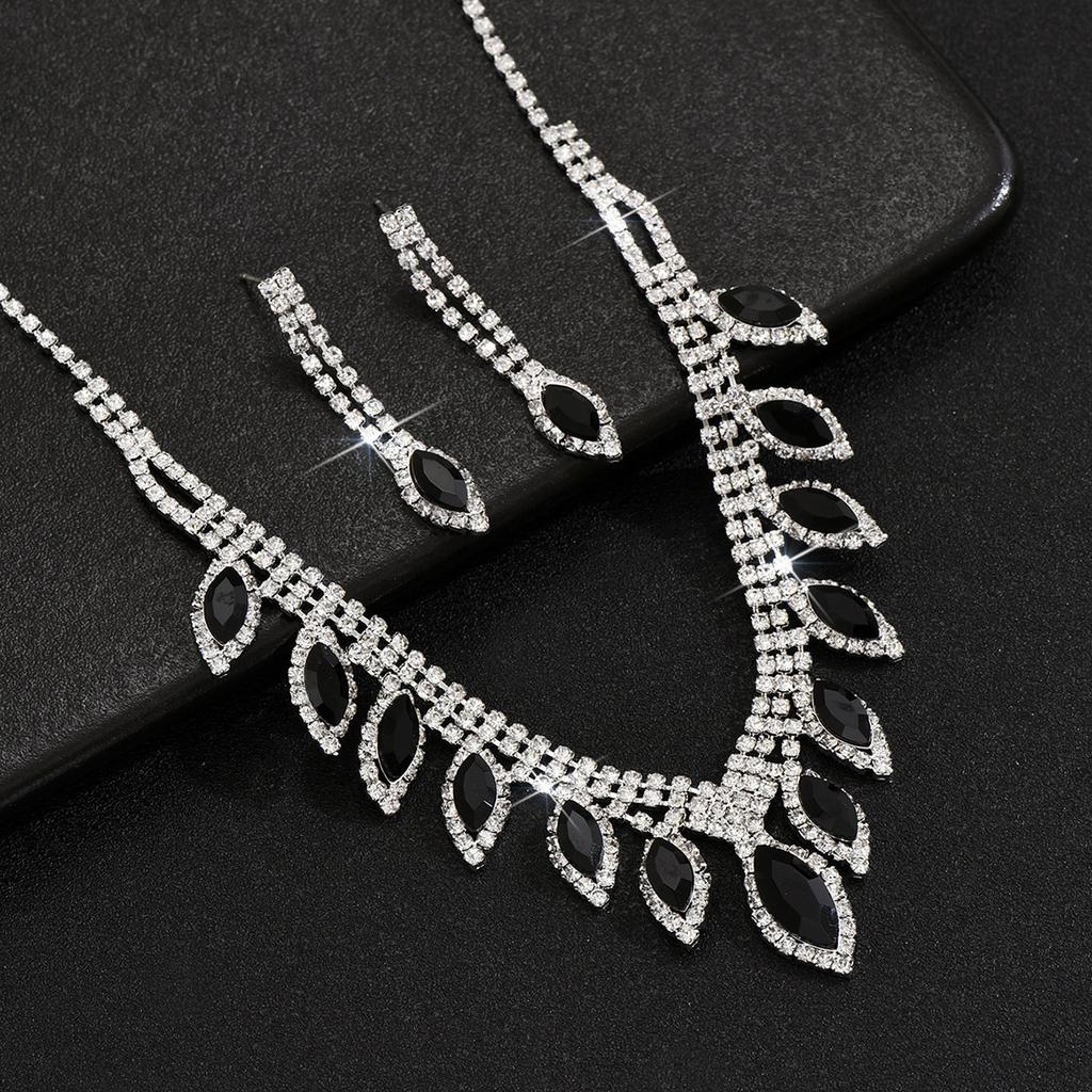 Bridal Jewelry Set Delicate Rhinestone Necklace And Earrings Formal Jewelry Set Trendy Cubic Zirconia Jewelry Set For Evening