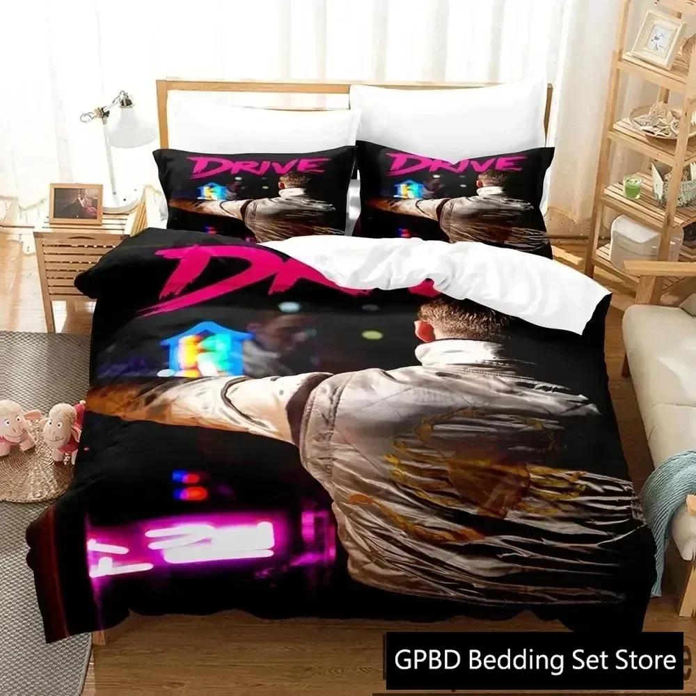 3D Print Drive Ryan Gosling Comfortable Duvet Quilt Cover Pillowcase Bedding Set Children Bedroom Decoration Home Textile