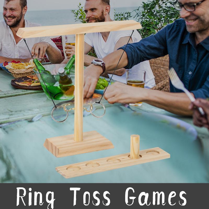 Wooden Ring Toss Game: Two-Person Hook and Ring Table Toy