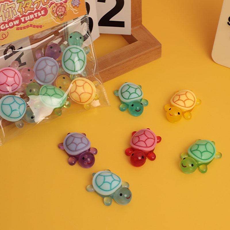 Colorful Luminous Mini Resin Turtle Toy - Glowing Marine Animal Model