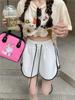 Women's Gray Casual Elastic Waist Shorts - Summer Wide-Leg Hot Pants, Versatile and Trendy Five-Point Sports Wear