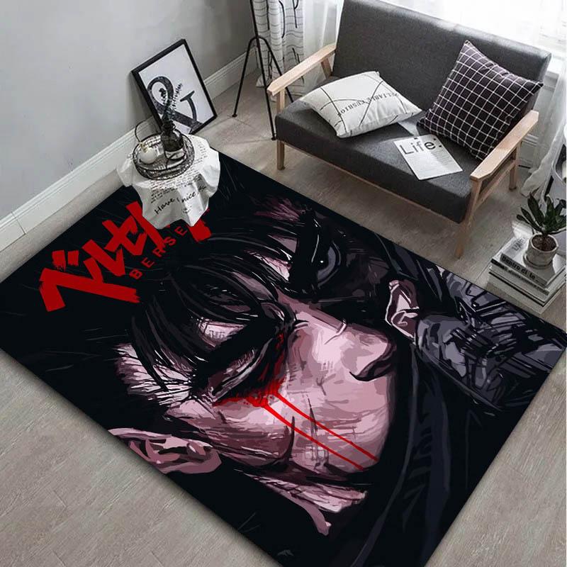 Cool 3D Berserk Guts Rage Anime Carpet Rug Art for Room Decor Sofa Christmas Halloween Gifts Game Area Rug Non-slip Floor Mat
