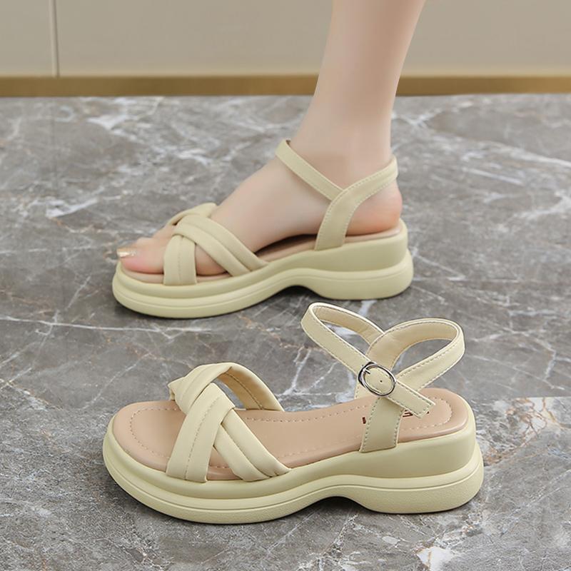 Fashion CRLAYDK Summer Simple Women's Sandals Comfort Platform Ladies Straps Open Toe Shoes Walking Casual Beach Dressy Slippers