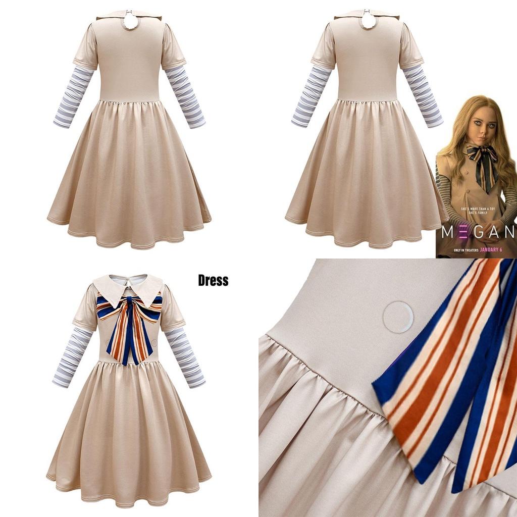 M3gan Girls' Halloween Costume Dress For Cosplay Polyester Fabric Available In Multiple Sizes