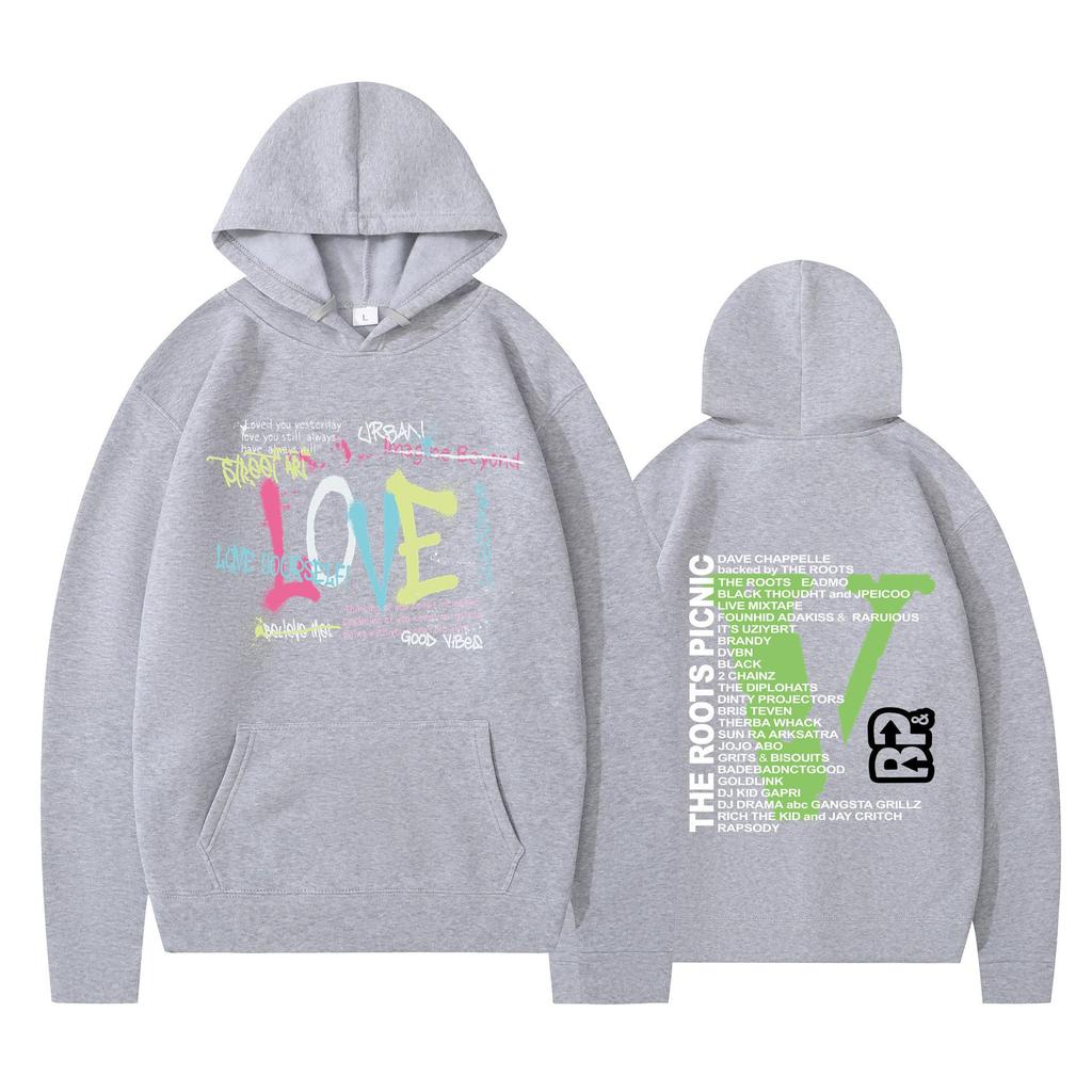 Vlone Letter Autumn/Winter Fleece Hip Hop Hoodie - Unisex, Loose Fit with Big V Back Design