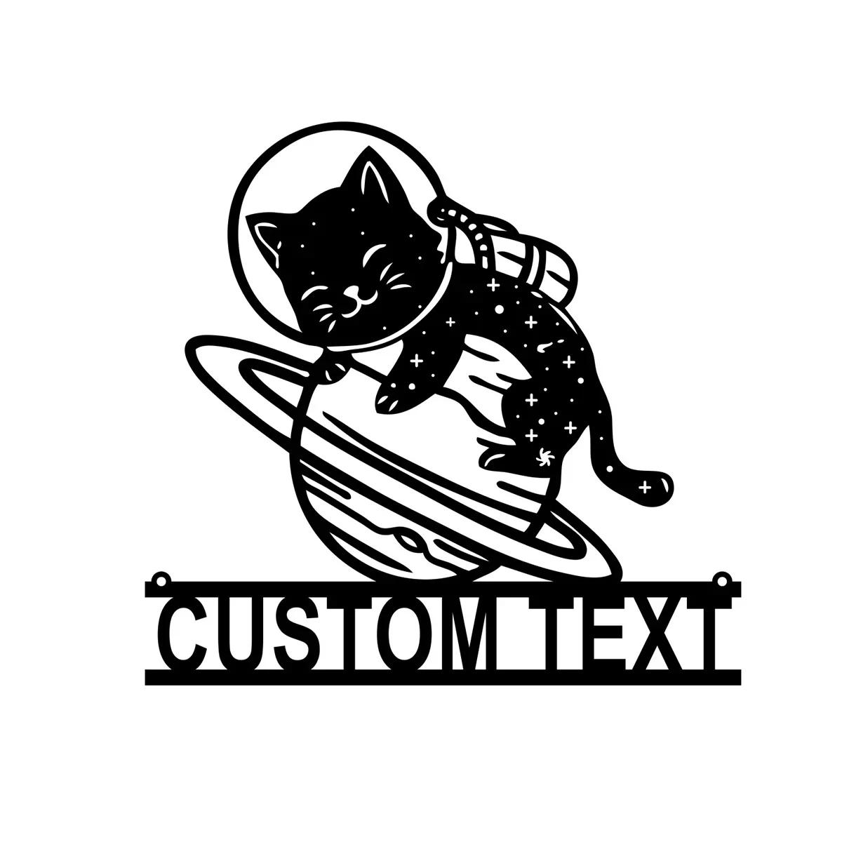 

Custom Astronaut Cat Metal Wall Art, Kids Room Space Decor, Rocket Ship Sign, Boy Gift
