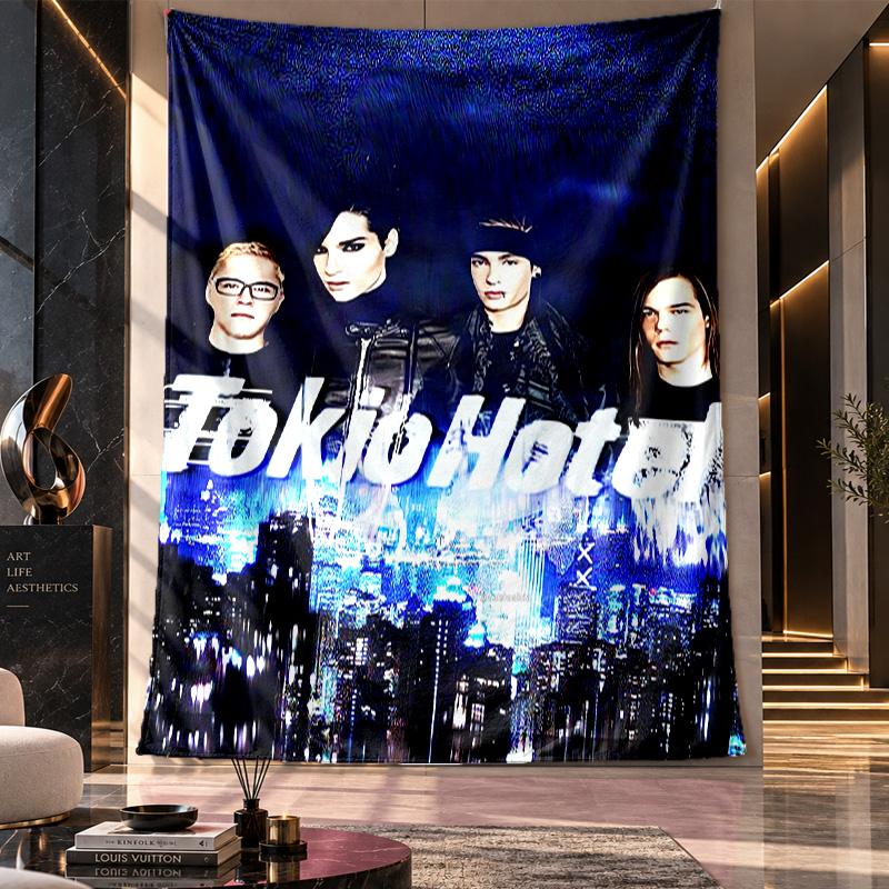 Wall Hanging Tapestry,Tokio Hotel Printed Fabric Backdrop For Dorm Room Party Decoration