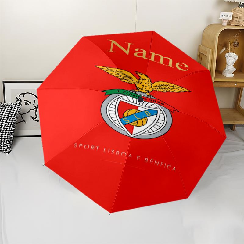 Custom Name Benfica Theme Automatic Umbrella, Lightweight & Portable, 8 Rib, Perfect for Outdoor Travel, Birthdays, Christmas, Gifts.