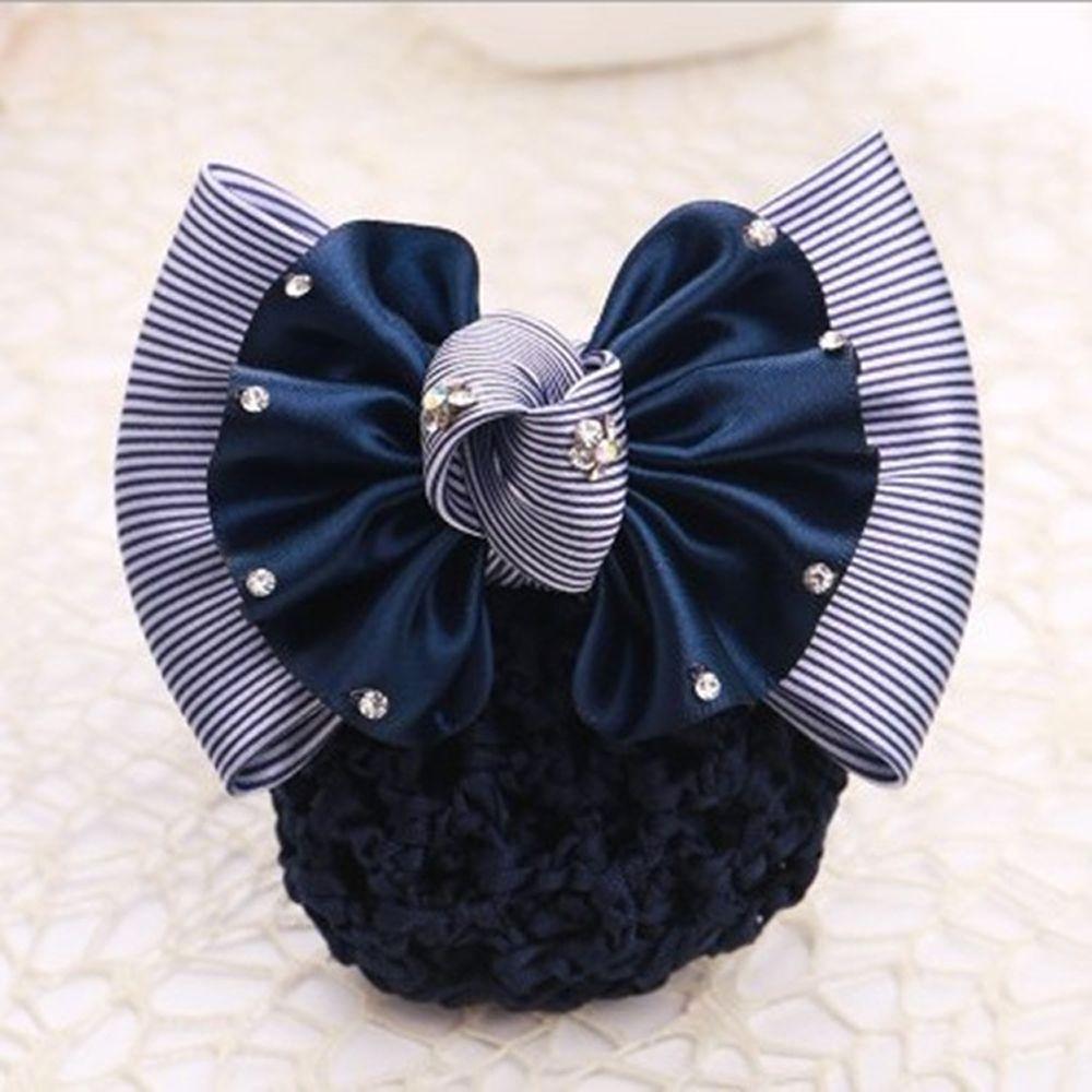 

Retro Gift Rhinestone Headdress Cloth Elegant Korean Syle Headwear Hairnet Women Hairpin Mesh Snood navy blue-coarse mesh