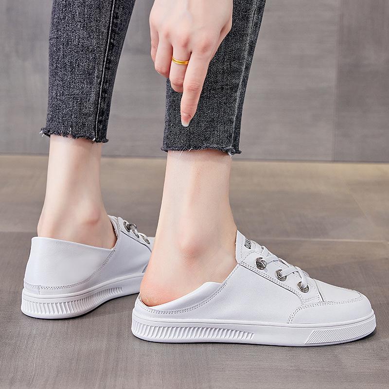 

Женские белые туфли-слипоны из лицевой коровьей кожи, летняя коллекция 2025 года - Универсальные, повседневные и шикарные 36 белый