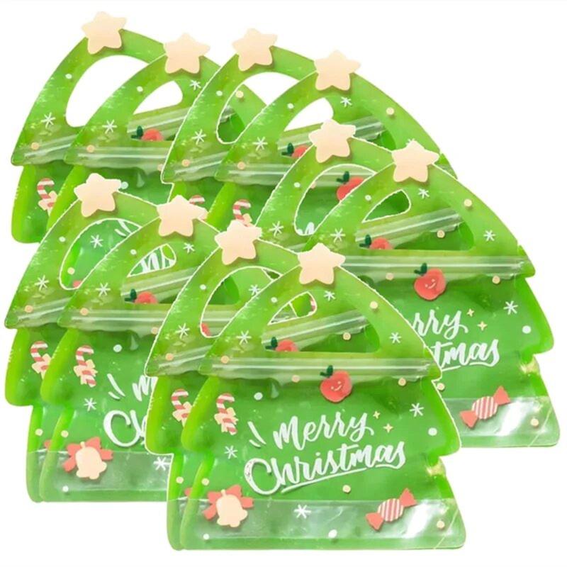Christmas Tree Festival Gift Handle Bags for Candy Biscuit Cookies Chocolate Packaging Bags Birthdays Parties Holiday Decor