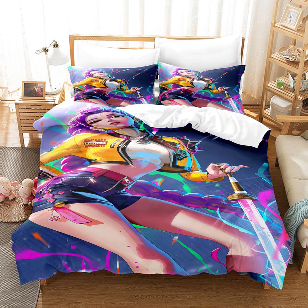 K-POP Demon Hunters Bedding Set Queen King Size EU Single Quilt Bed Cover Duvet Cover Sets With Pillowcases For Girls Birthday