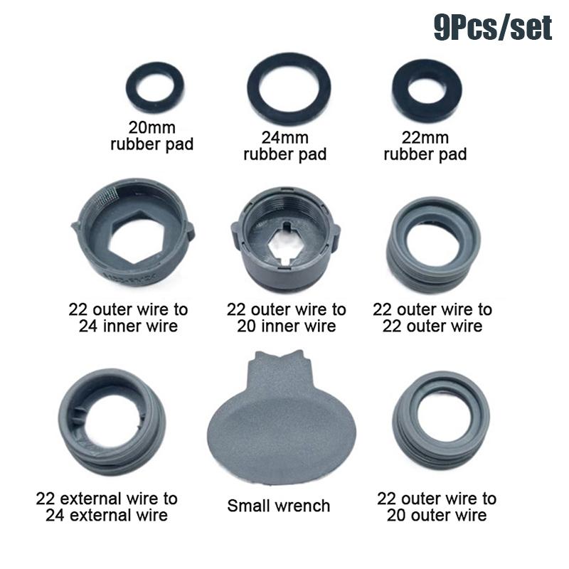 9-10 Stück Wasserhahn-Adapter-Set Männlich und Weiblich Spülbecken Belüfter Adapter Set Küchenspüle Wasserhahn Adapter Zubehör