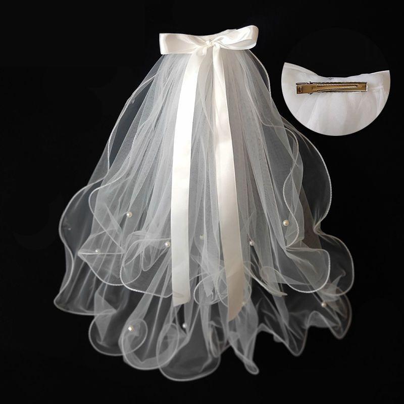 Bridal Woman Luminous Tulle Long Bachelorette Party Wedding  Ribbon Edge With Bowknot For Wedding Party